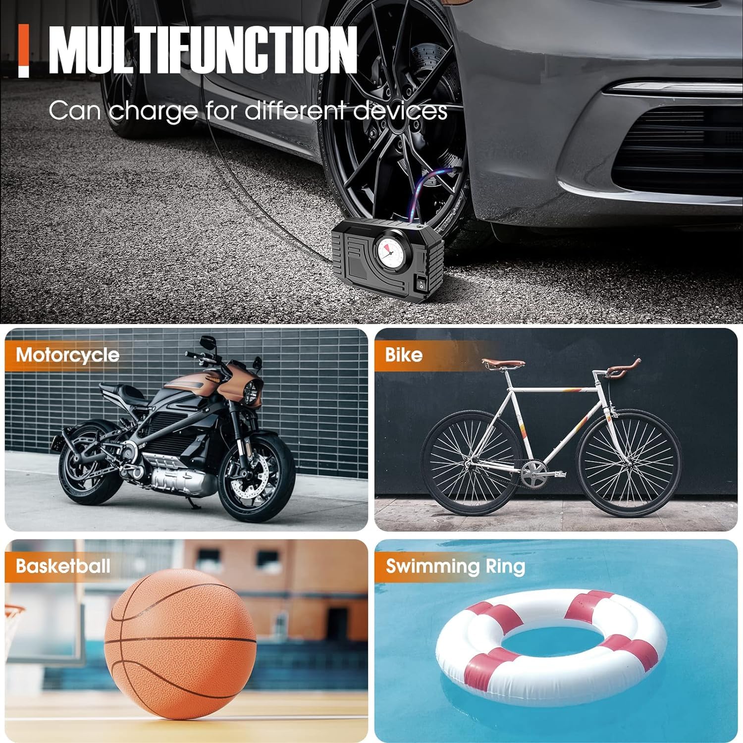7586 Tire Inflator Portable Air Compressor 12V Small Air Pump for Car Tires Bicycle Balloons, Cars, Bike, Bicycles and Other Inflatables with LED Light (12V) 7586 Tire Inflator Portable Air Compressor 12V Small Air Pump for Car Tires Bicycle Balloons, Cars, Bike, Bicycles and Other Inflatables with LED Light (12V)